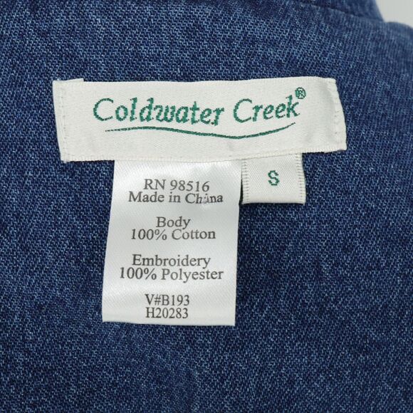 Coldwater Creek Jacket Womens Small Blue Embroidered Cotton Denim Jean Snaps - Picture 3 of 16